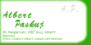 albert paskuj business card